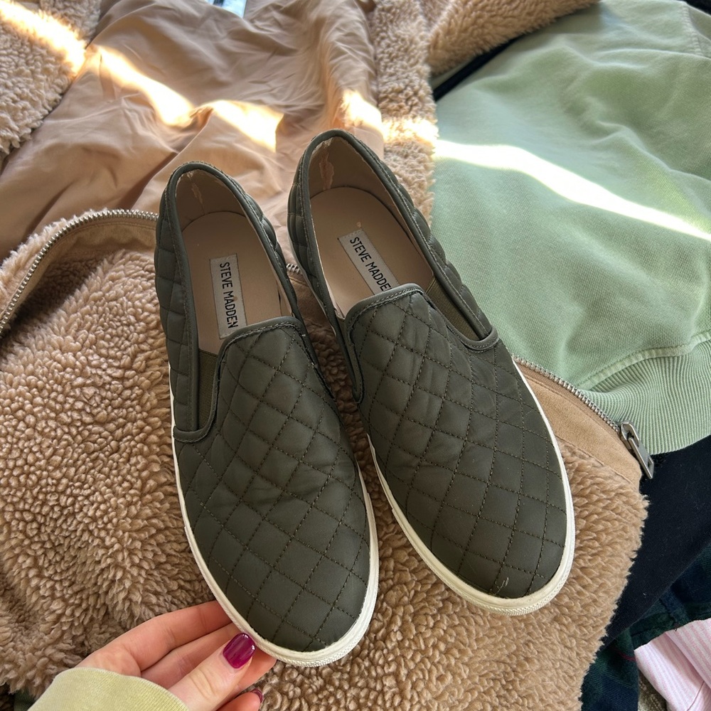 Steve Madden Olive Quilted Slip-On Shoes